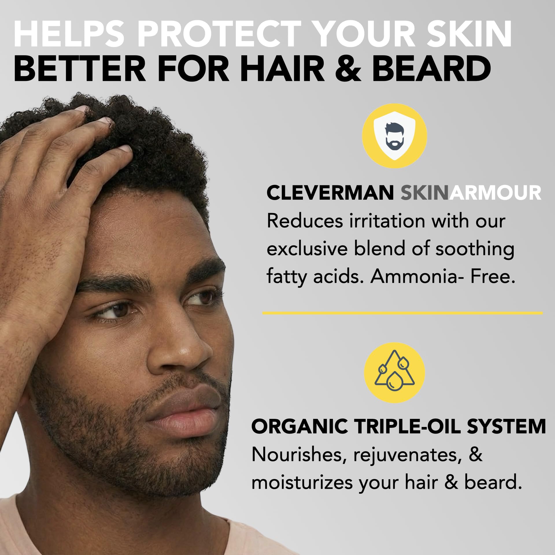 CLEVERMAN vegan, ammonia-free formula highlighting gentle color options.