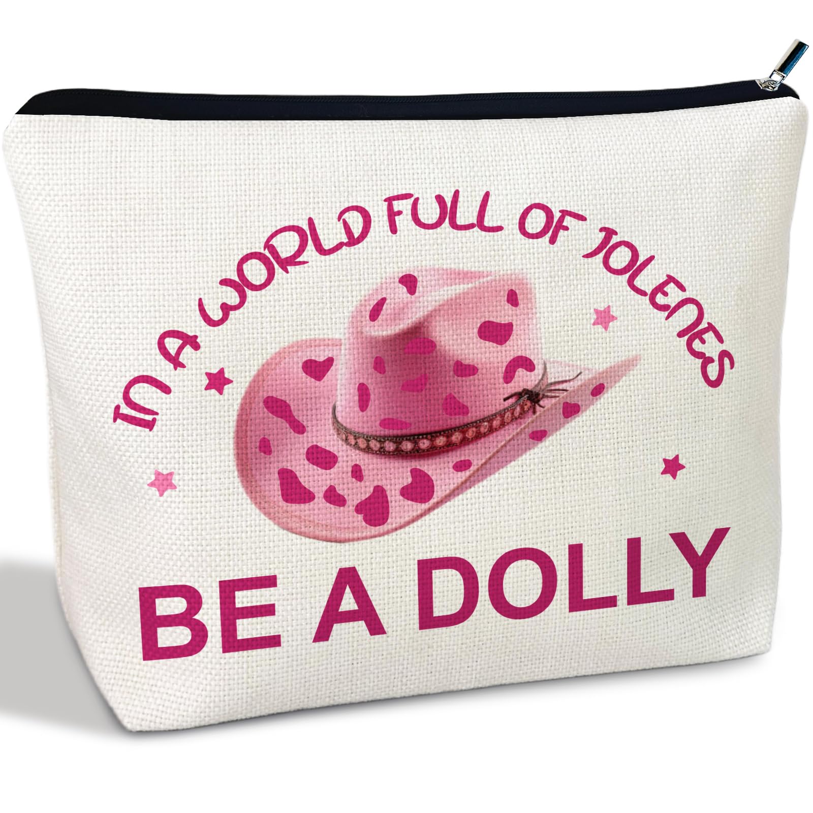 CLHHM Bolso maquillaje sombrero western rosa, accesorio práctico para viaje y organización.