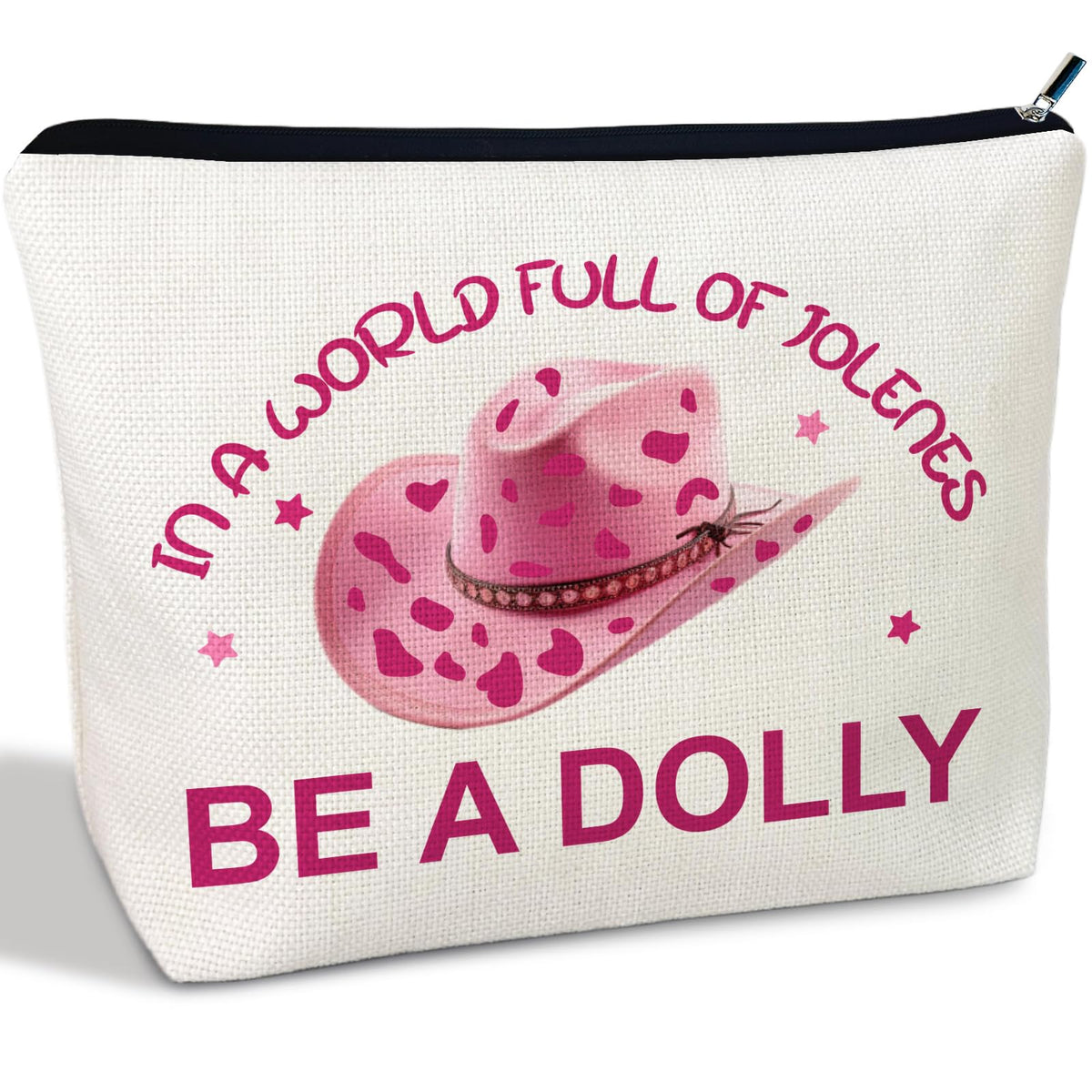 CLHHM Bolso maquillaje sombrero western rosa, accesorio práctico para viaje y organización.