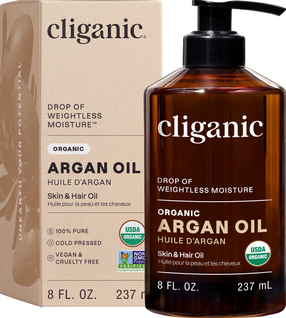 Cliganic aceite argán orgánico 8oz con bomba para uso diario