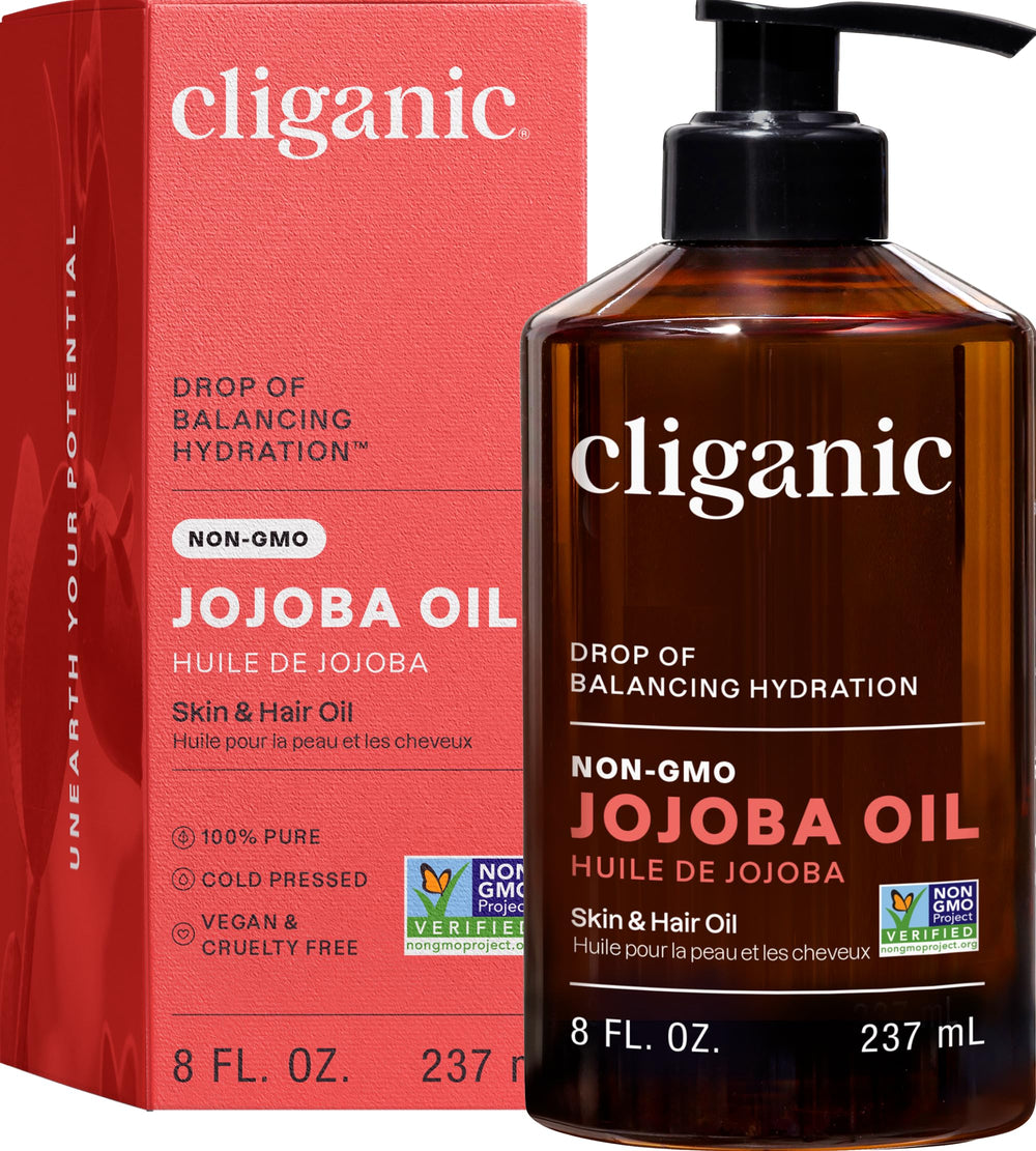 Cliganic aceite de jojoba puro en botella de 8 oz para piel y cabello