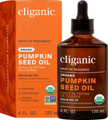 Cliganic Aceite Orgánico de Semilla de Calabaza, envase, ideal para hidratar rostro diariamente.