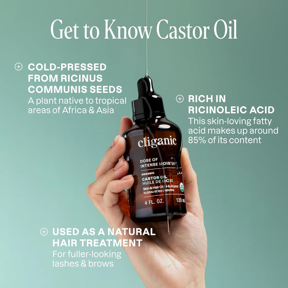 Cliganic Aceite de Ricino Orgánico puro para cabello y piel.