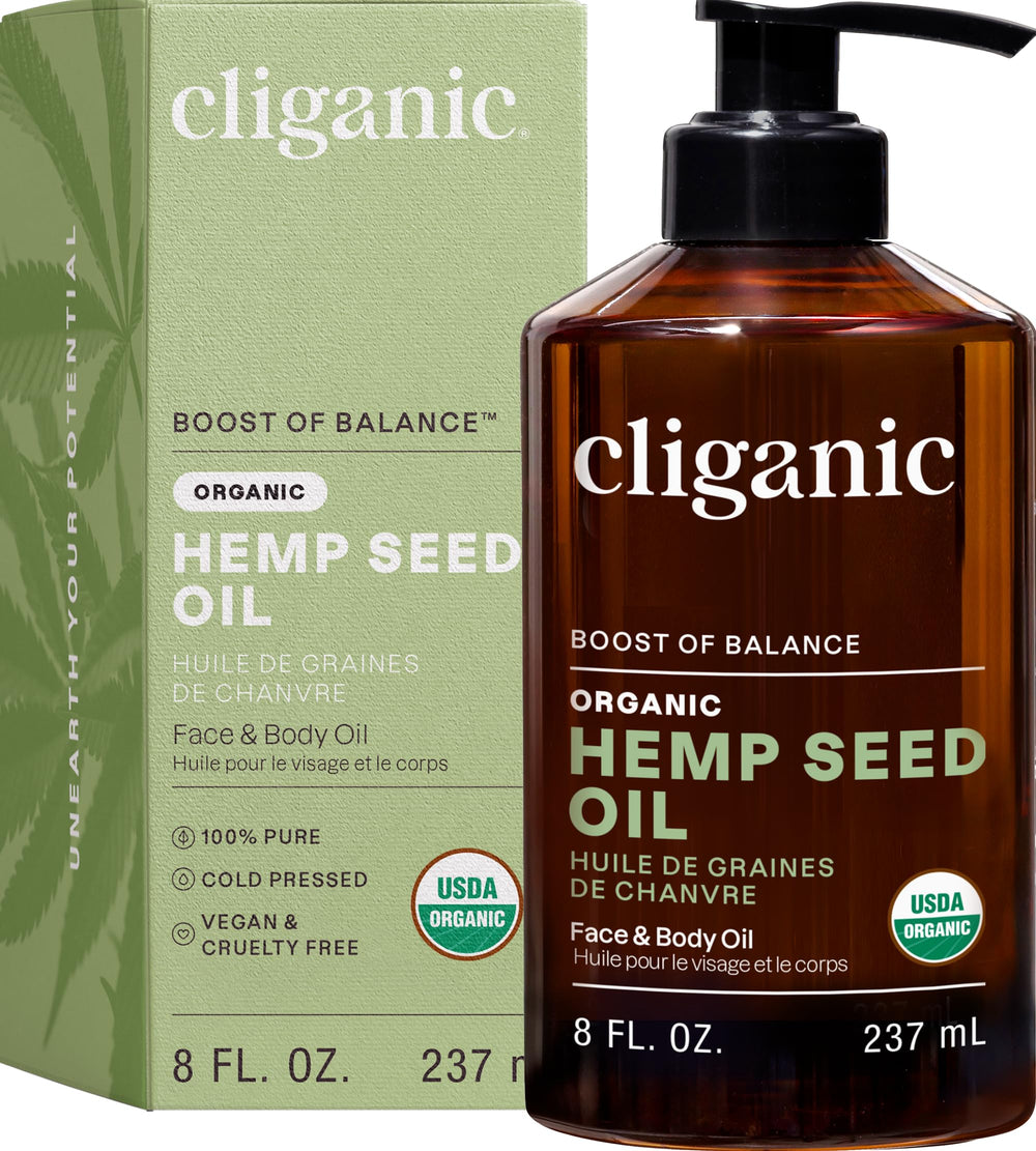 Cliganic aceite de semilla de cáñamo para uso diario en piel y cabello