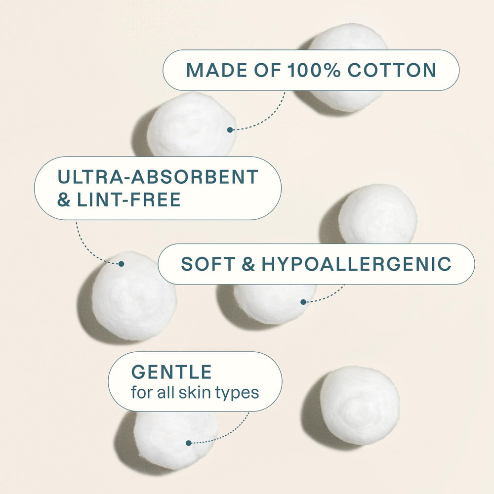 Cliganic bolas de algodón puras, suaves y absorbentes para rostro.