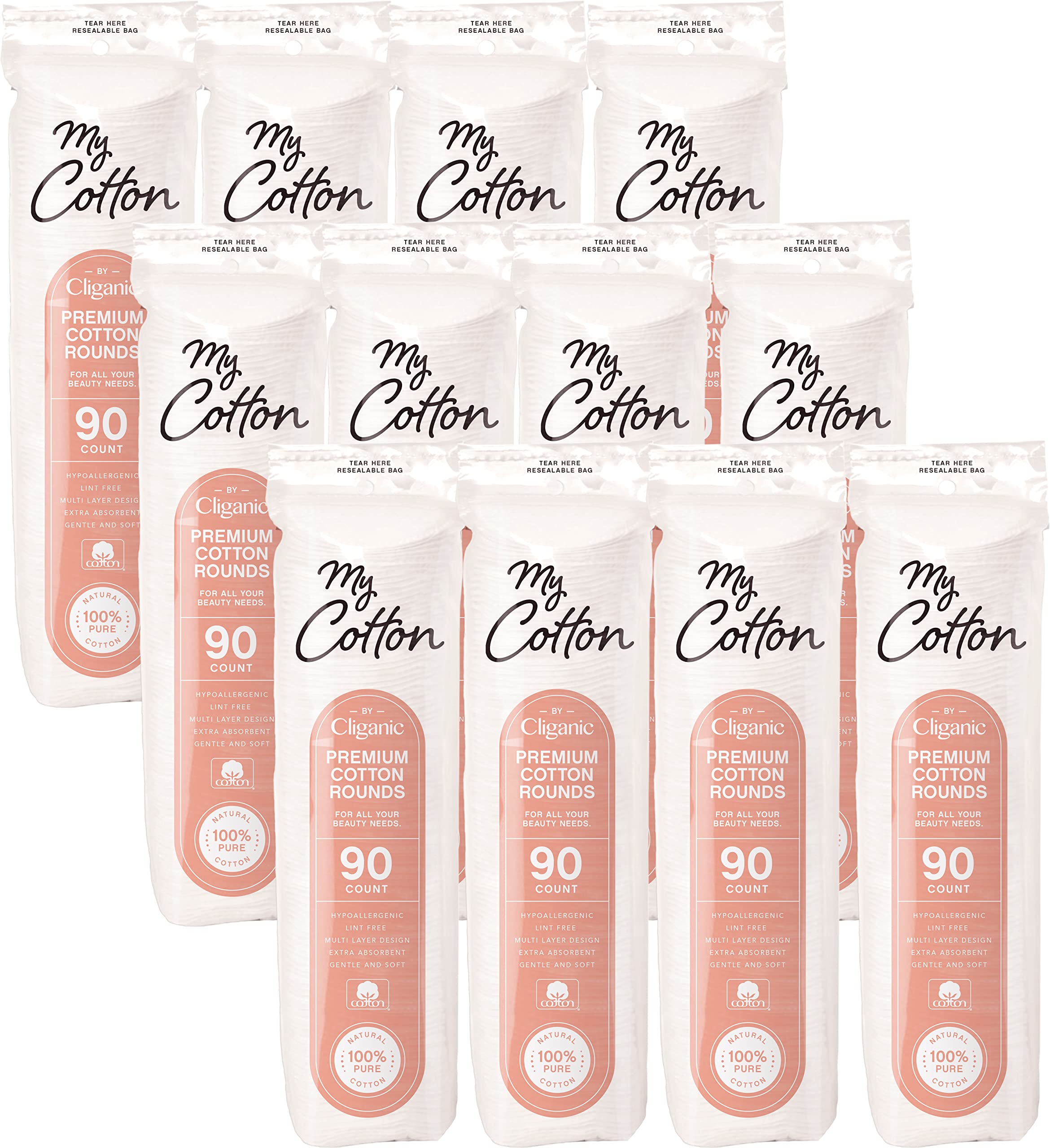 Discos de algodón premium Cliganic en empaque grande para desmaquillar