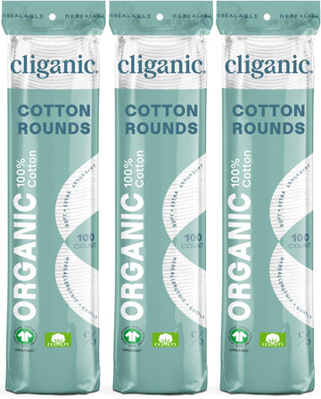 Cliganic algodón desmaquillante orgánico de 300 cuentas, ideal para desmaquillar con suavidad.