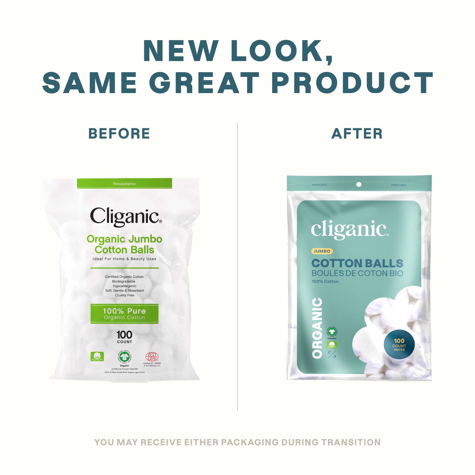 Cliganic algodones orgánicos suaves y absorbentes, ideales para desmaquillar con delicadeza