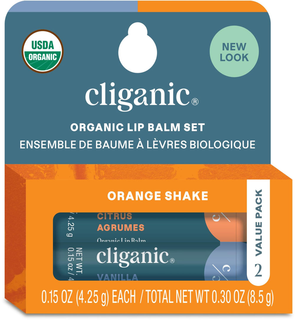 Cliganic bálsamo labial orgánico Naranja, frente del envase, hidratación suave.