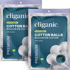 Cliganic bolas de algodón jumbo de 400 en empaque práctico para uso diario.