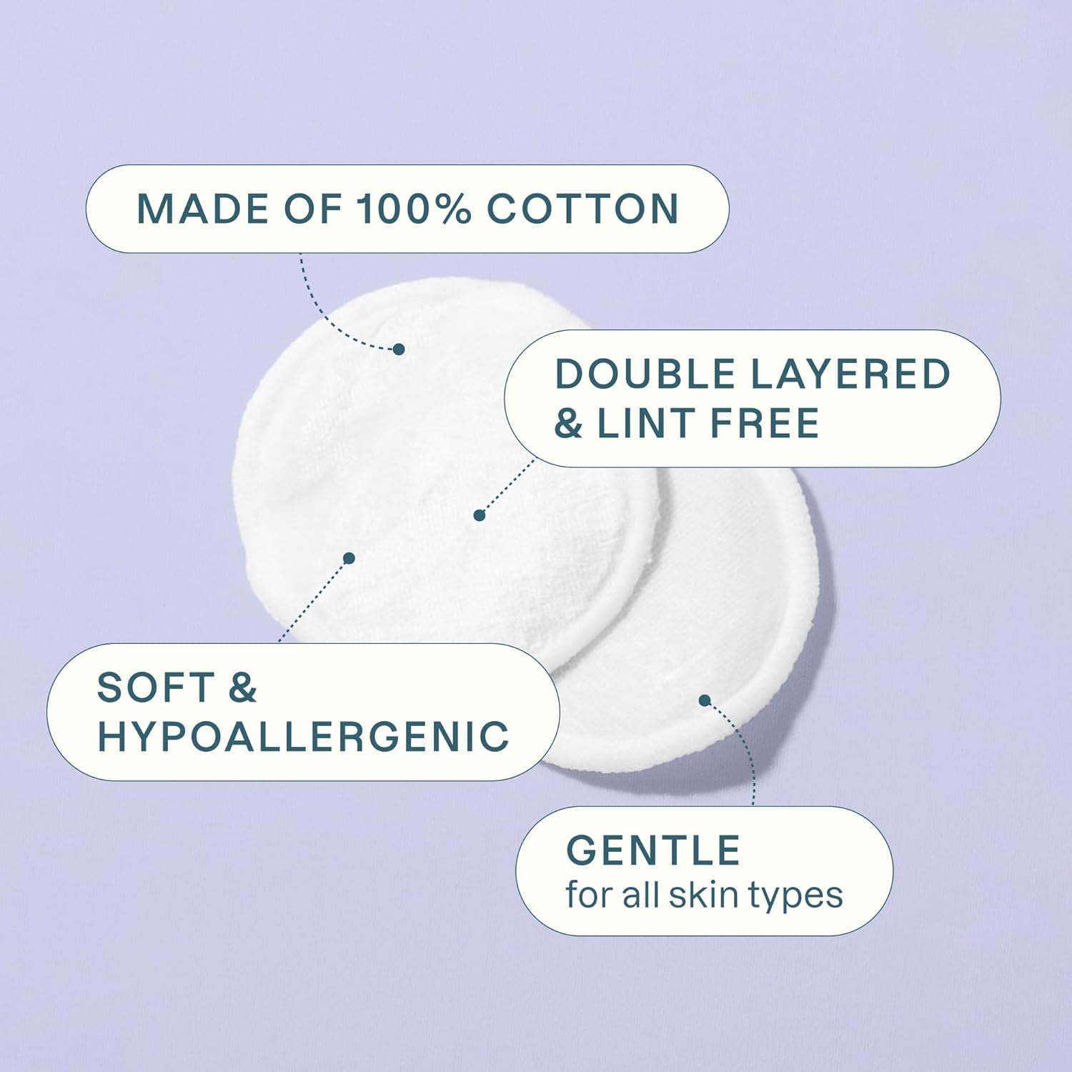 Cliganic discos algodón multi-capa con alta absorción para rostro.