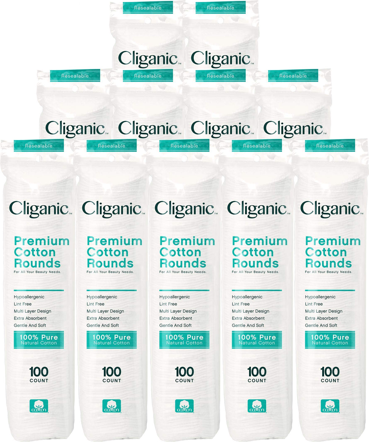 Cliganic discos de algodón para rostro, textura suave para desmaquillar