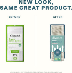 Cliganic hisopos de algodón orgánico, palitos de papel, sin plástico.