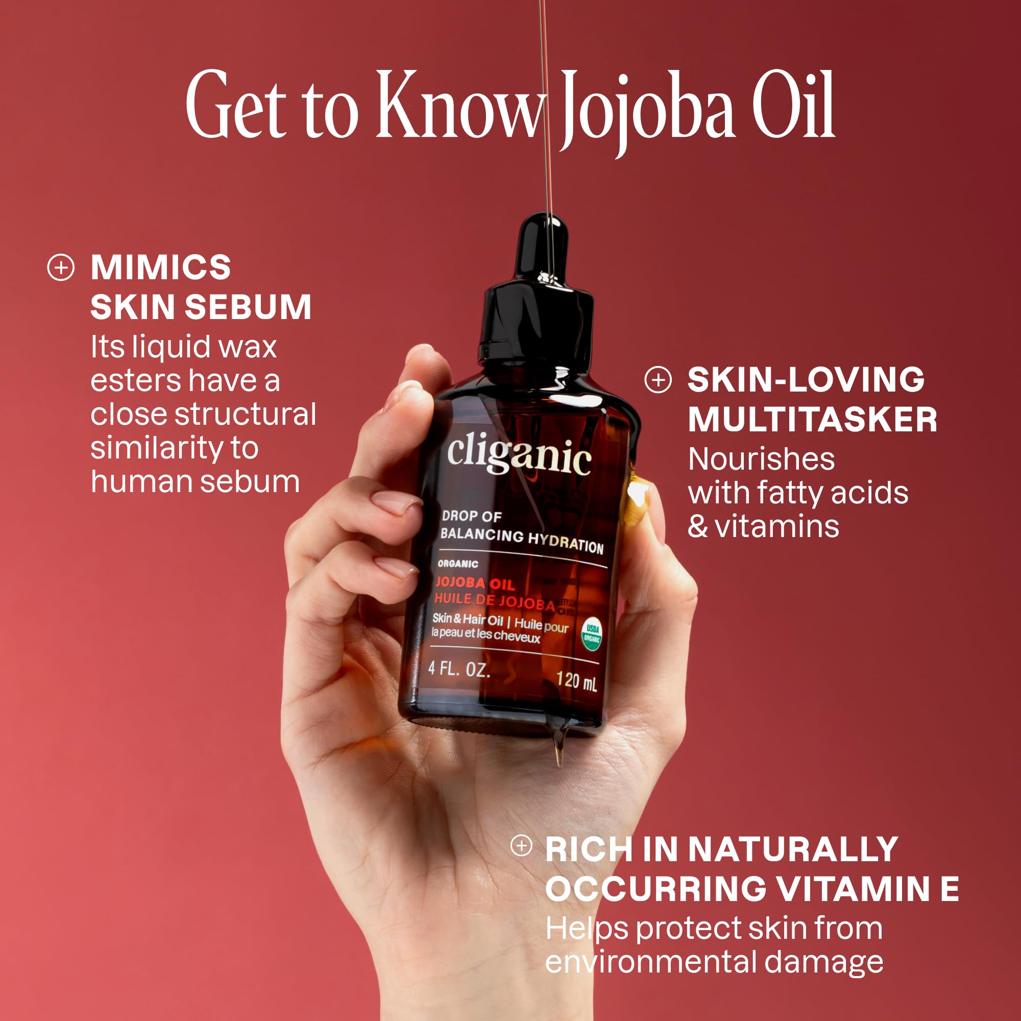 Utilisation visage et cheveux avec huile jojoba Cliganic