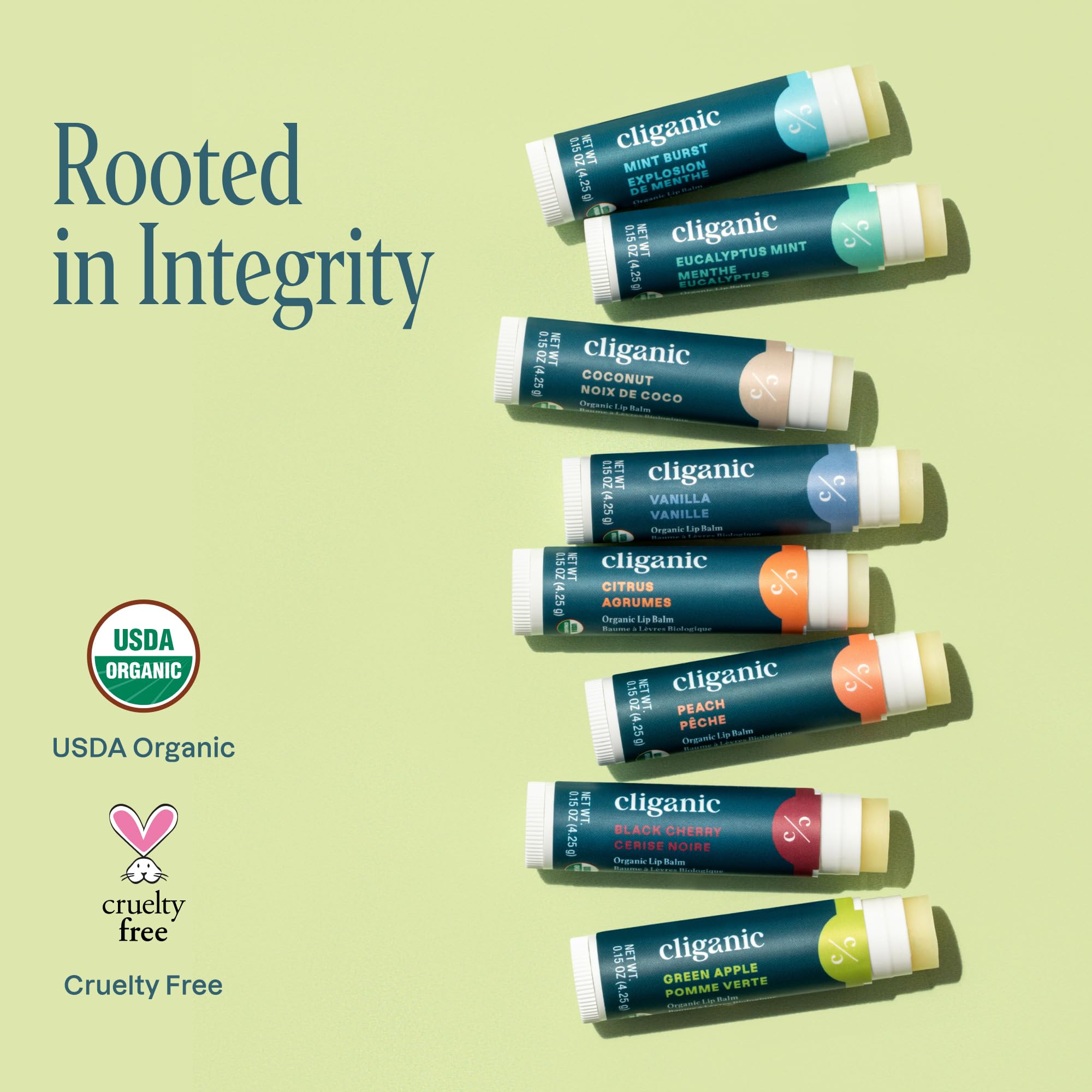 Cliganic Lip Balm Set Black Cherry and Green Apple for nourishing moisture