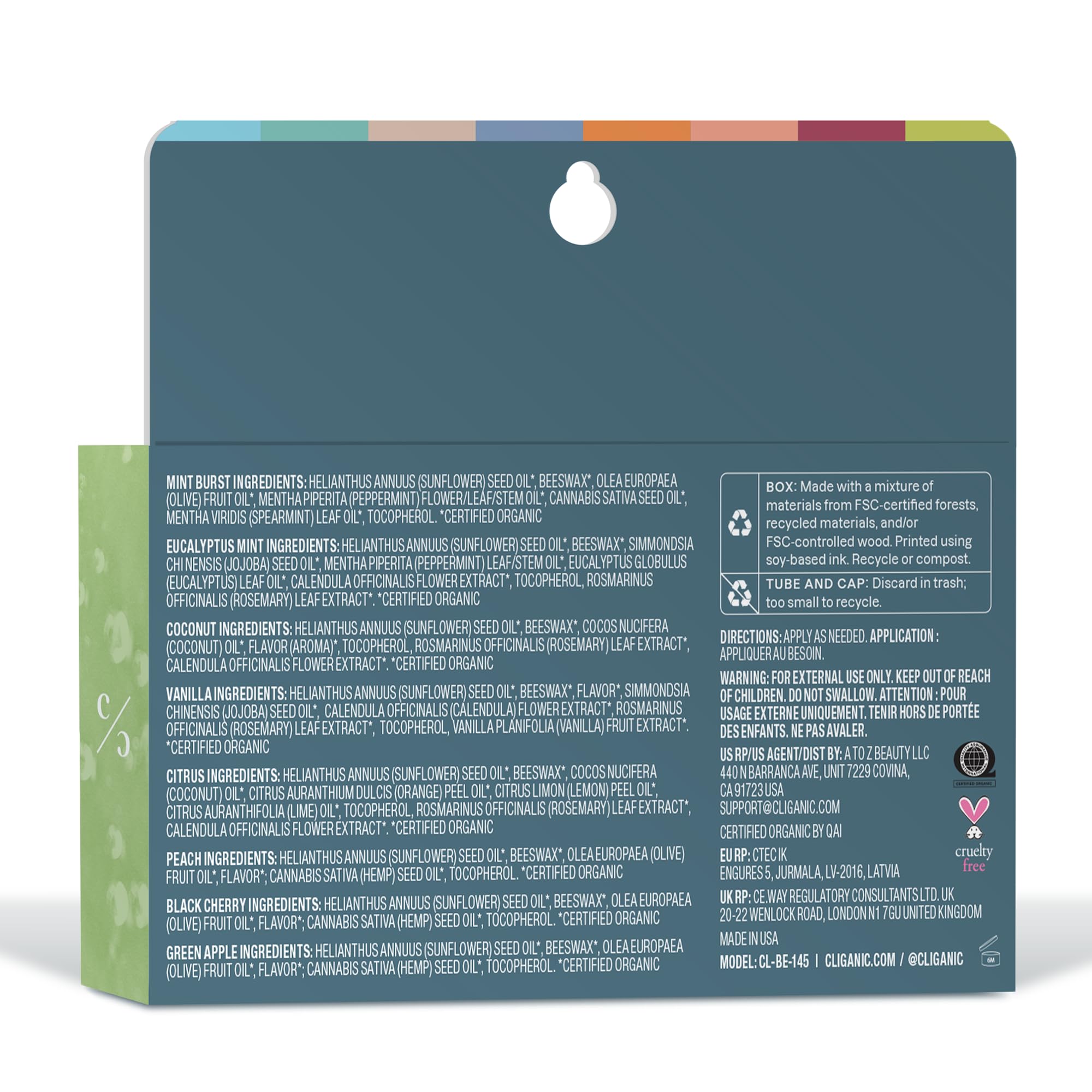 Cliganic Lip Balm Set Eucalyptus Mint for soothing lip care on travel