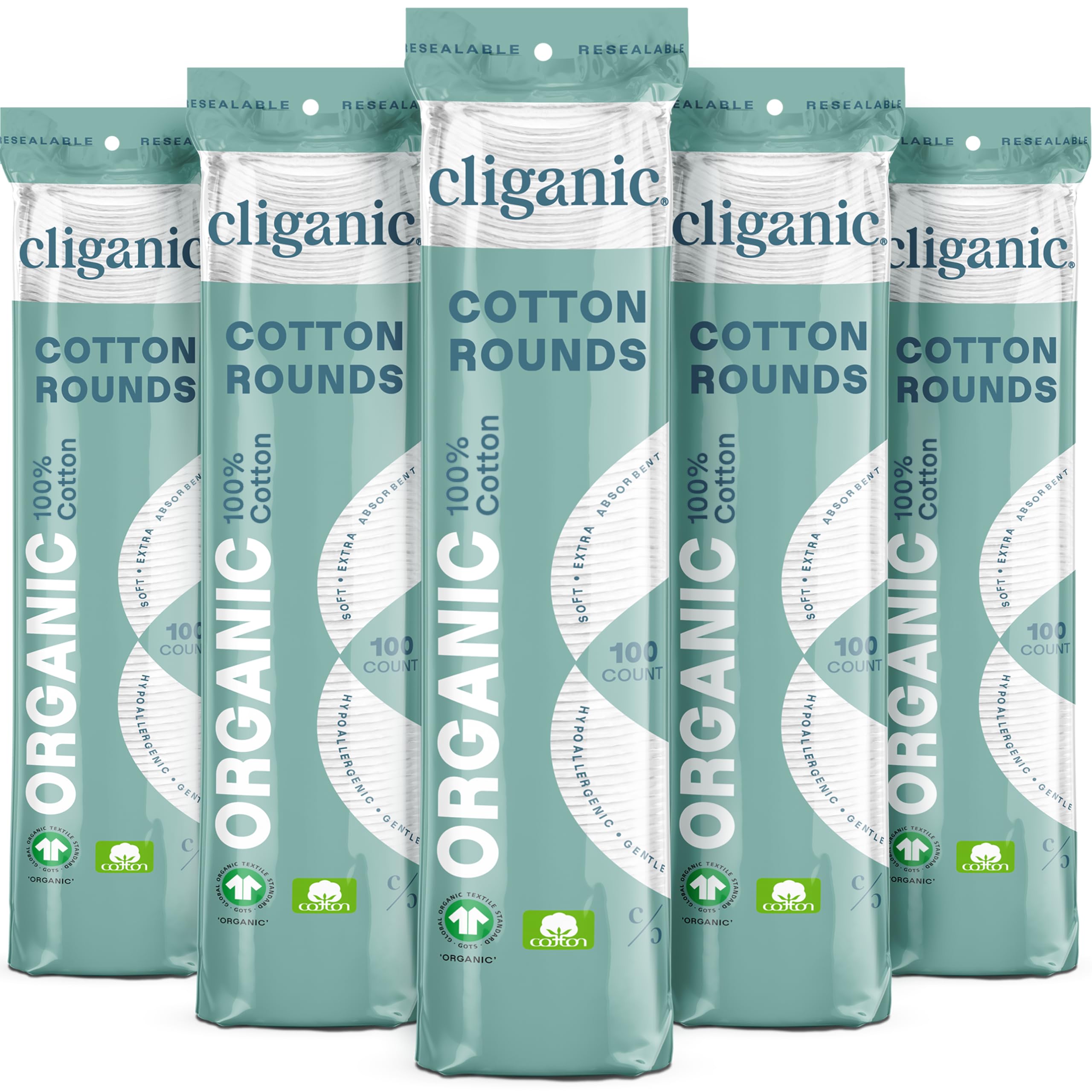 Cliganic Discos de algodón orgánico en empaque varía, calidad constante.