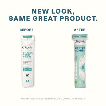 Cliganic algodón orgánico 100% puro, textura suave para rostro sensible.