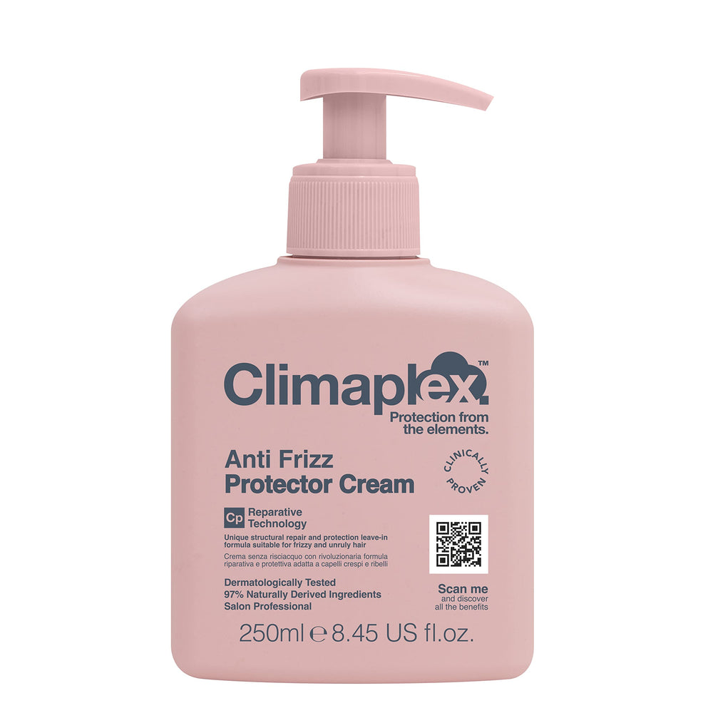 Climaplex crema protectora antiencrespamiento en botella protege del calor y reduce el encrespamiento.
