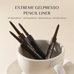 CLIO Extreme Gelpresso Pencil Eyeliner swatch on hand showing rich pigment