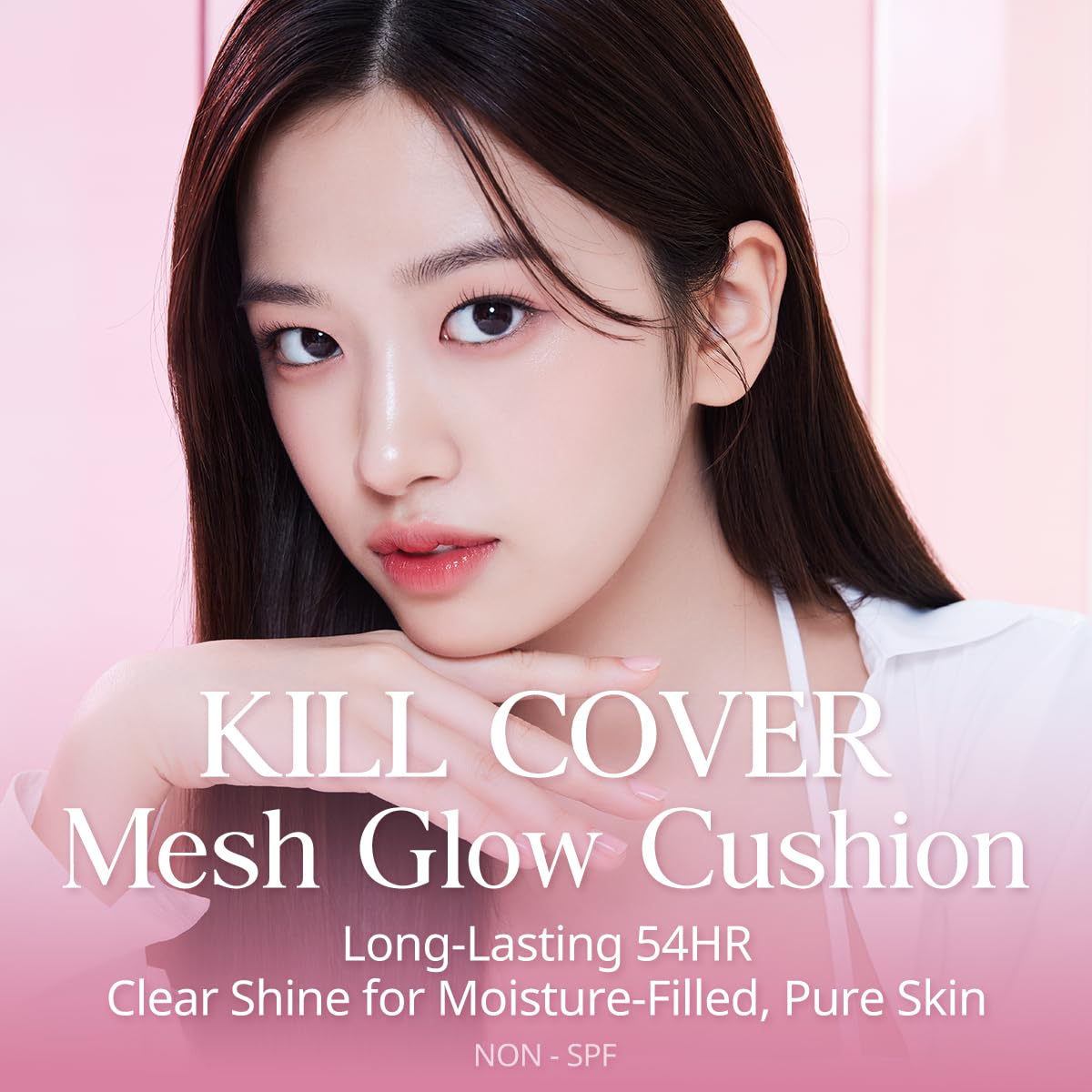 CLIO Kill Cover Mesh Glow Cushion, aplicador en forma de gota para cobertura uniforme.