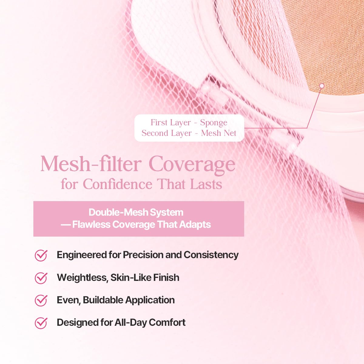 CLIO Kill Cover Mesh Glow incluye filtro de malla para dosis uniformes