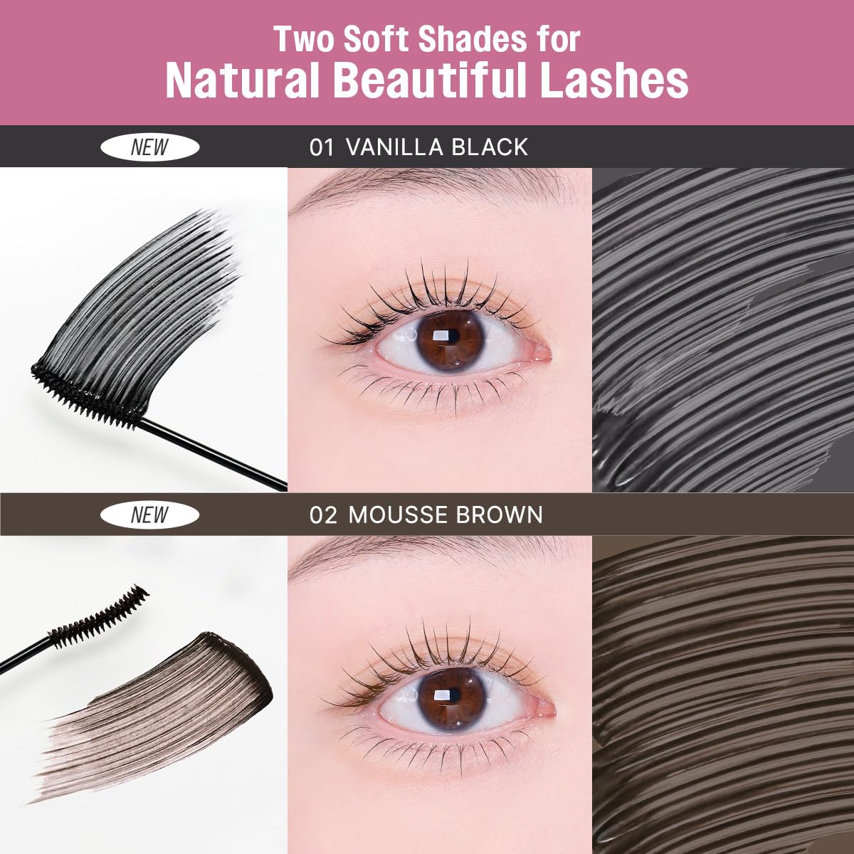 Pestañas separadas y definidas para un look elegante.