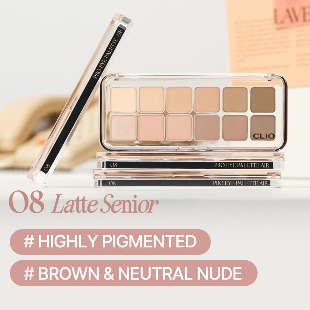 CLIO PRO EYE PALETTE AIR Latte Senior - teinte de transition parfaite pour fondu homogène.