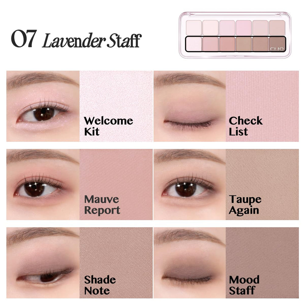 CLIO PRO paleta de ojos Air Lavender Staff, aplicación suave para capas naturales