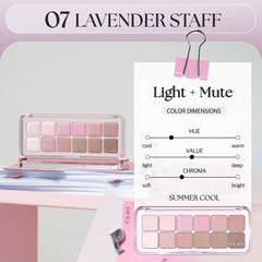 CLIO PRO paleta de ojos Air Lavender Staff, sombras con brillo para destellos sutiles
