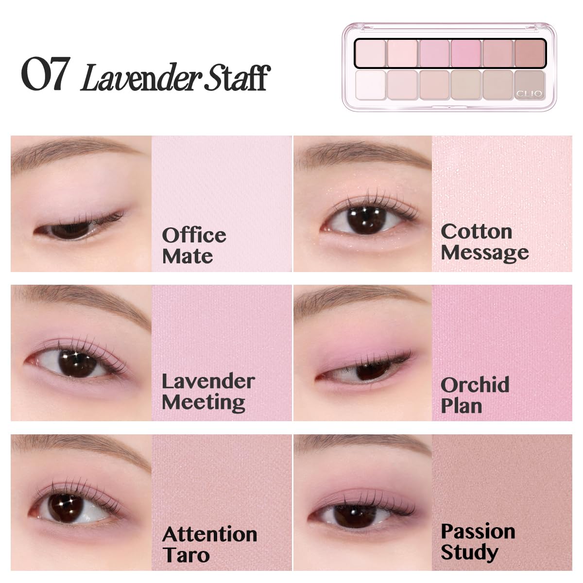 CLIO PRO paleta de ojos Air Lavender Staff, tonos de transición para difuminar