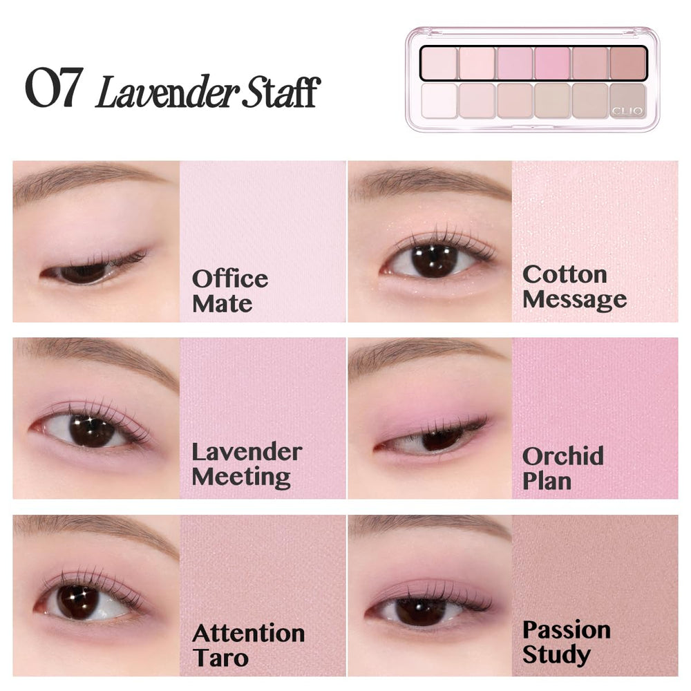 CLIO PRO paleta de ojos Air Lavender Staff, tonos de transición para difuminar