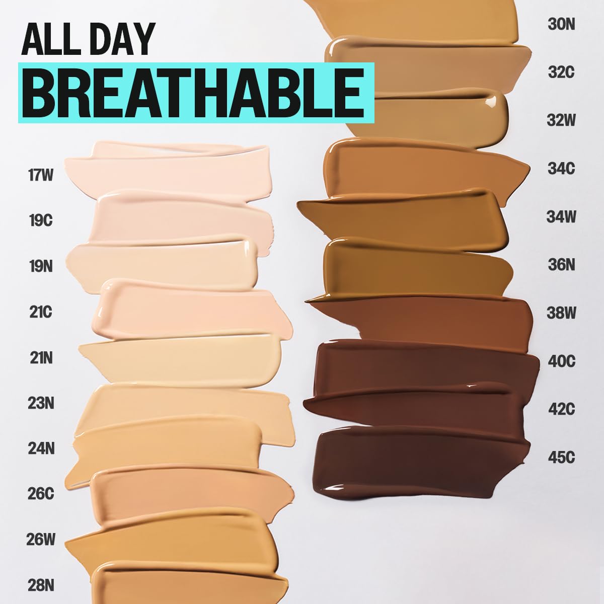Amplia variedad de 20 tonos para adaptar CLIO Kill Cover Founwear Cushion a distintas pieles.