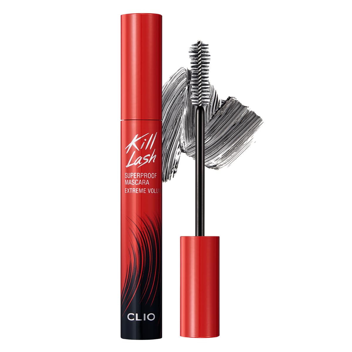 CLIO Kill Lash Superproof Mascara envase y aplicador para aplicación suave y definida