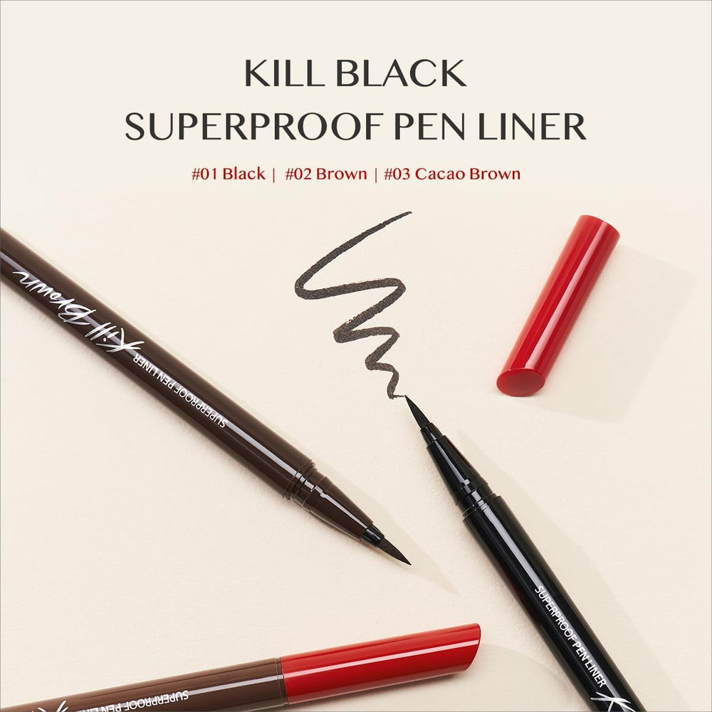 CLIO Superproof delineador líquido, tinta suave para color marrón 002 intenso