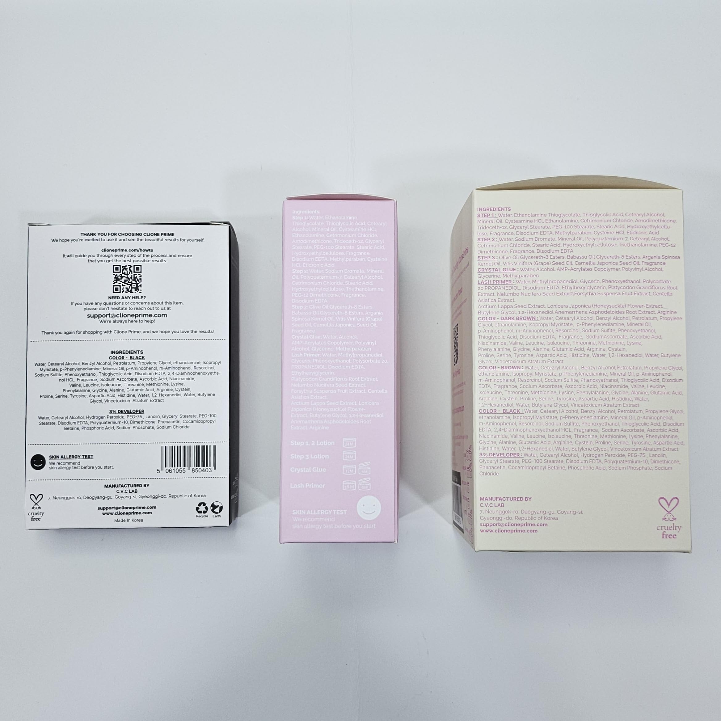 CLIONE PRIME: conjunto color pestanas-cejas; uso casero cómodo y seguro.