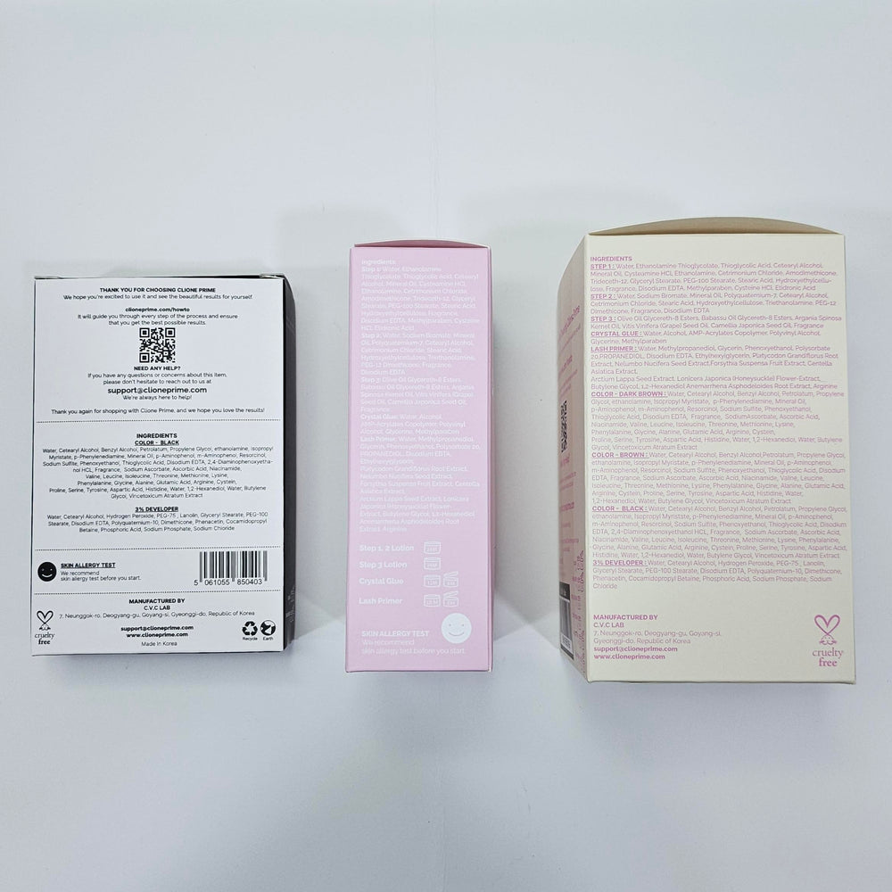CLIONE PRIME: conjunto color pestanas-cejas; uso casero cómodo y seguro.