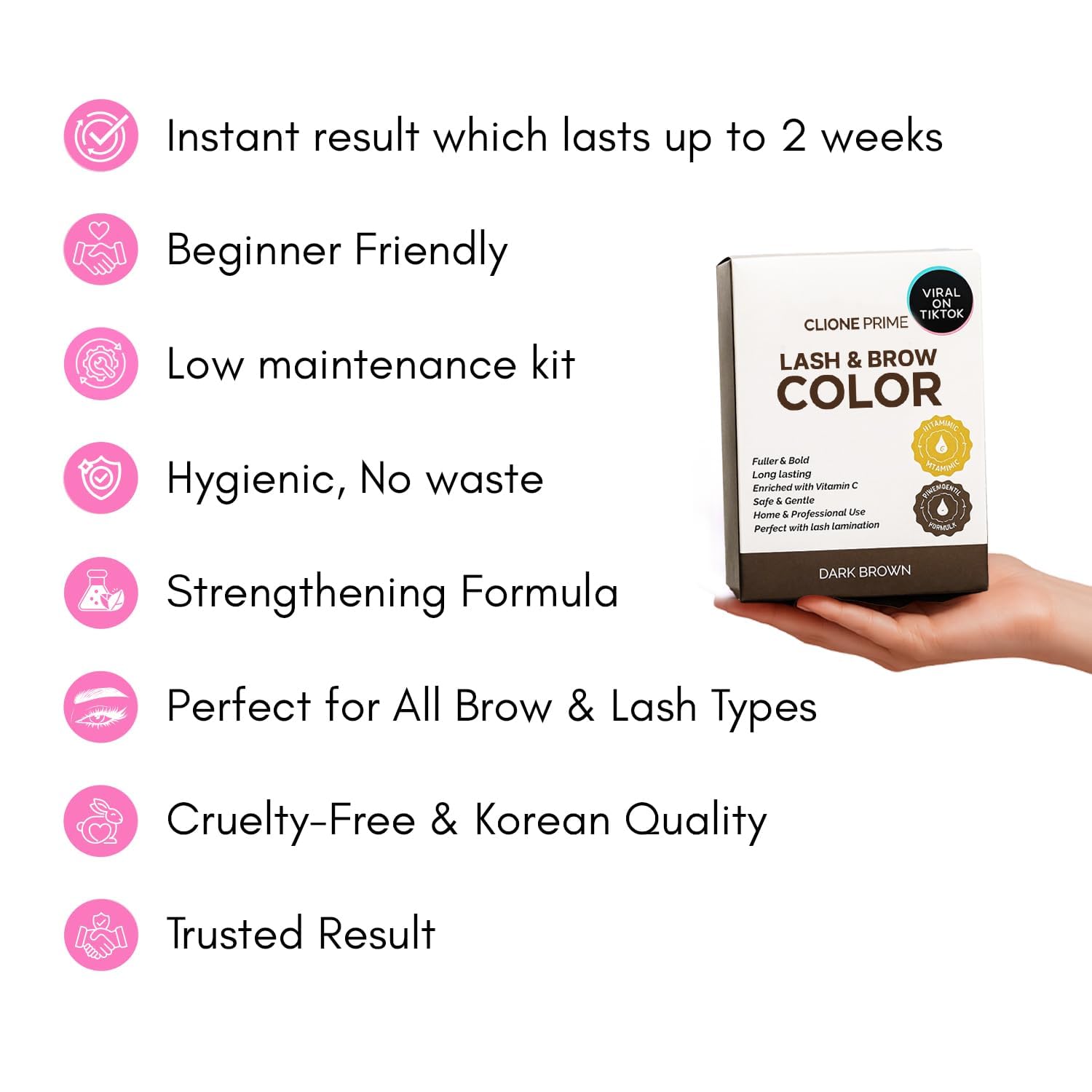 Vitamin C enriched formula nourishing lashes during tinting.