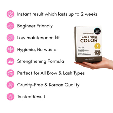 Vitamin C enriched formula nourishing lashes during tinting.
