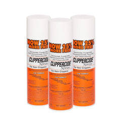 Clippercide Blade-Shield Ultra Clipper Care Spray used to disinfect and lubricate professional clipper blades.