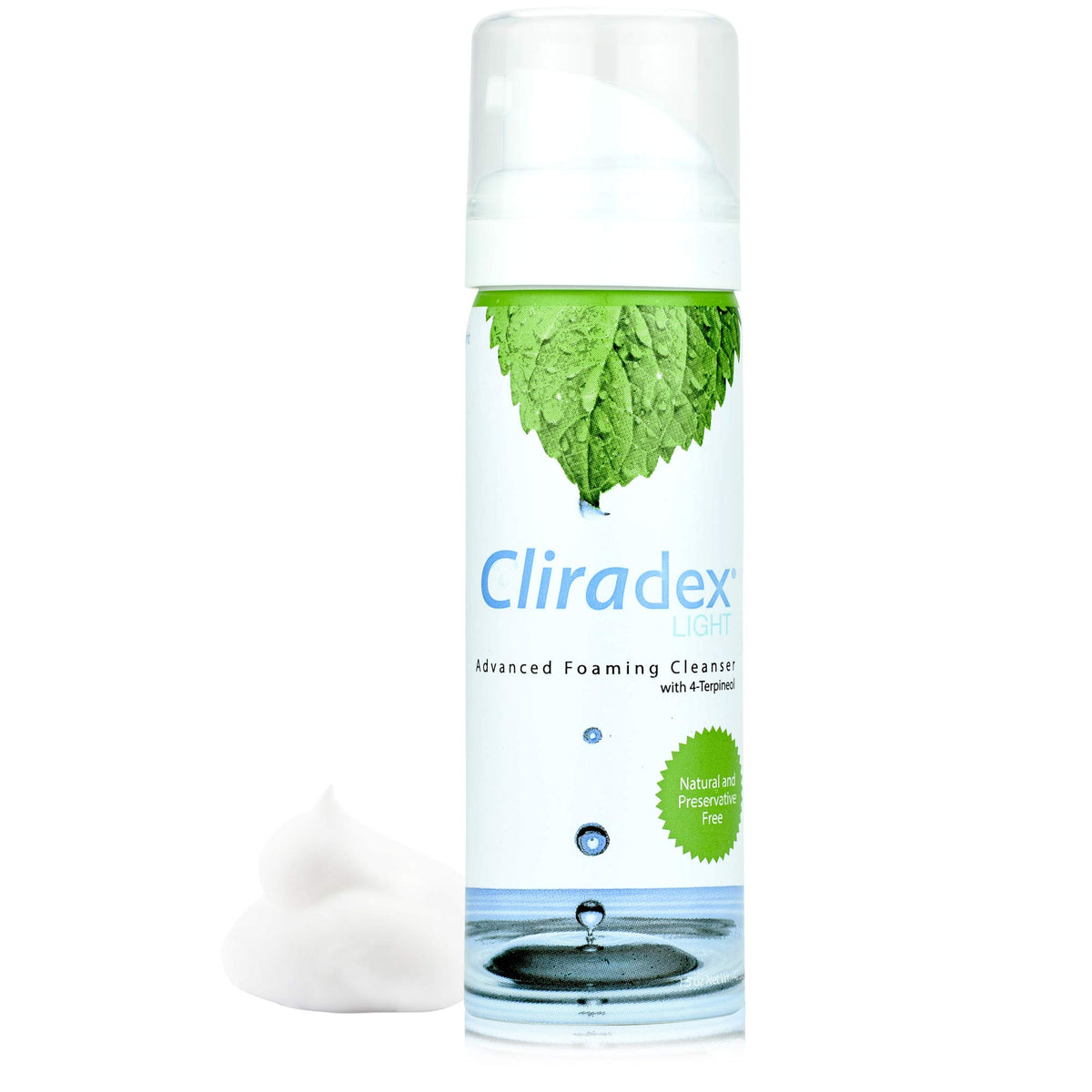 Cliradex Foam bote 1,5 oz, limpieza suave diaria de pestañas y parpados.