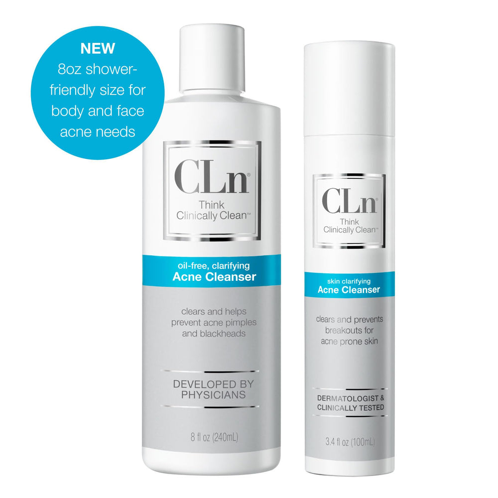 Aplicación de 30 segundos de CLn Acne Cleanser para rostro