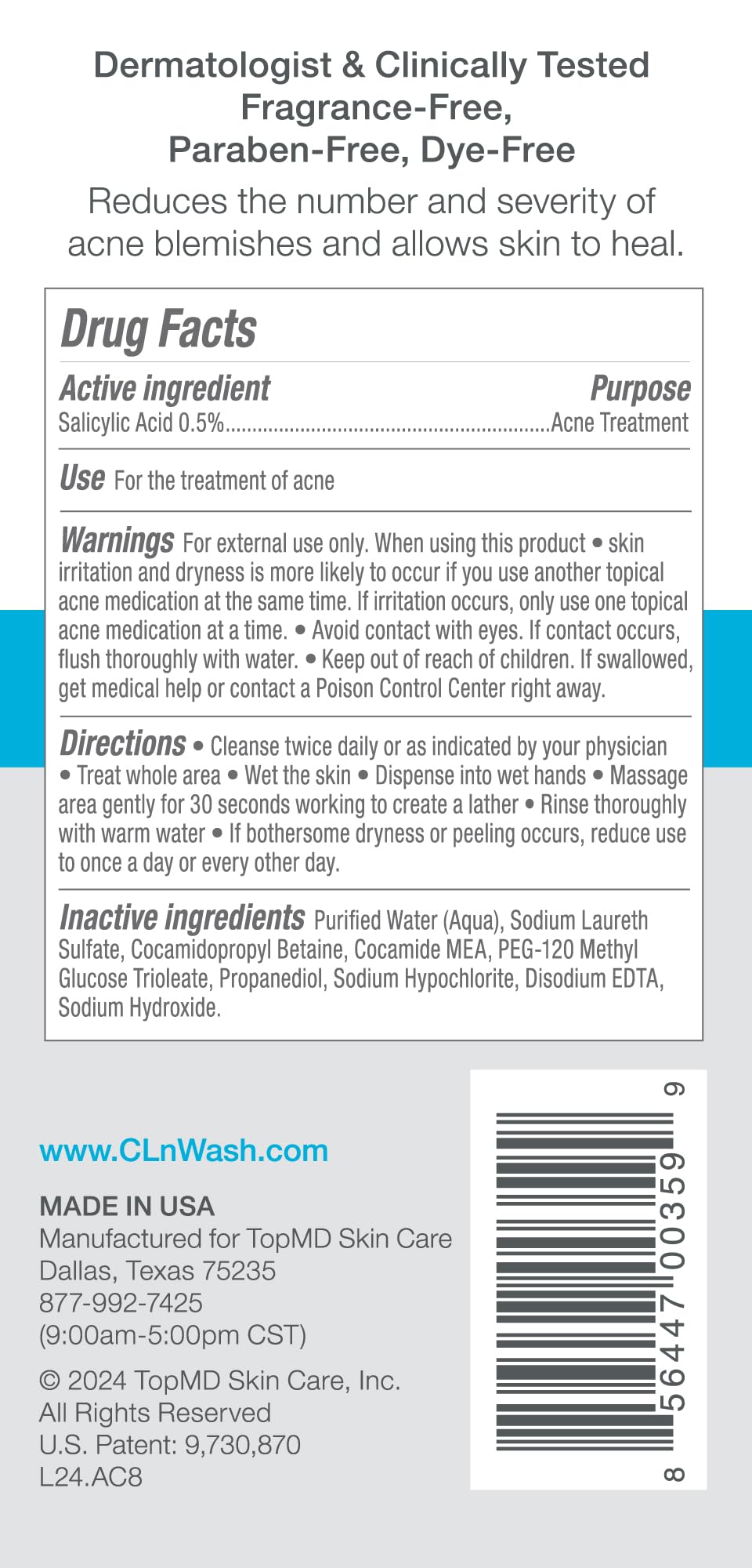 Textura gel suave de CLn Acne Cleanser al aplicar en la piel
