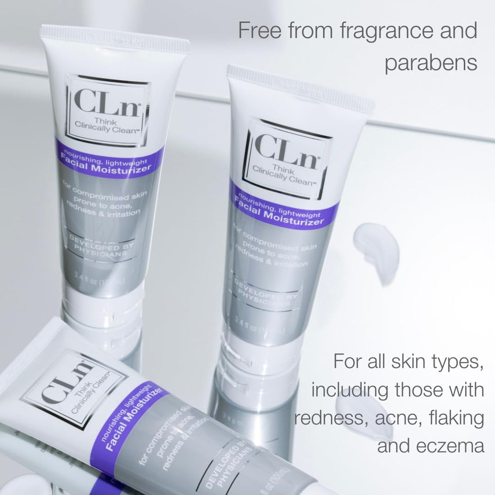 CLn Hidratante Facial aplicación suave en rostro y cuello.
