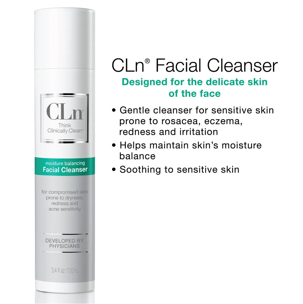 CLn Limpiador Facial: etiqueta sin fragancias para piel sensible y sin irritación.
