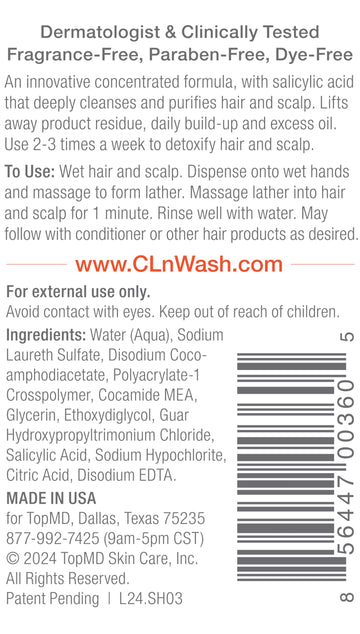 CLn Shampoo para cabello graso, espuma suave para limpieza diaria.