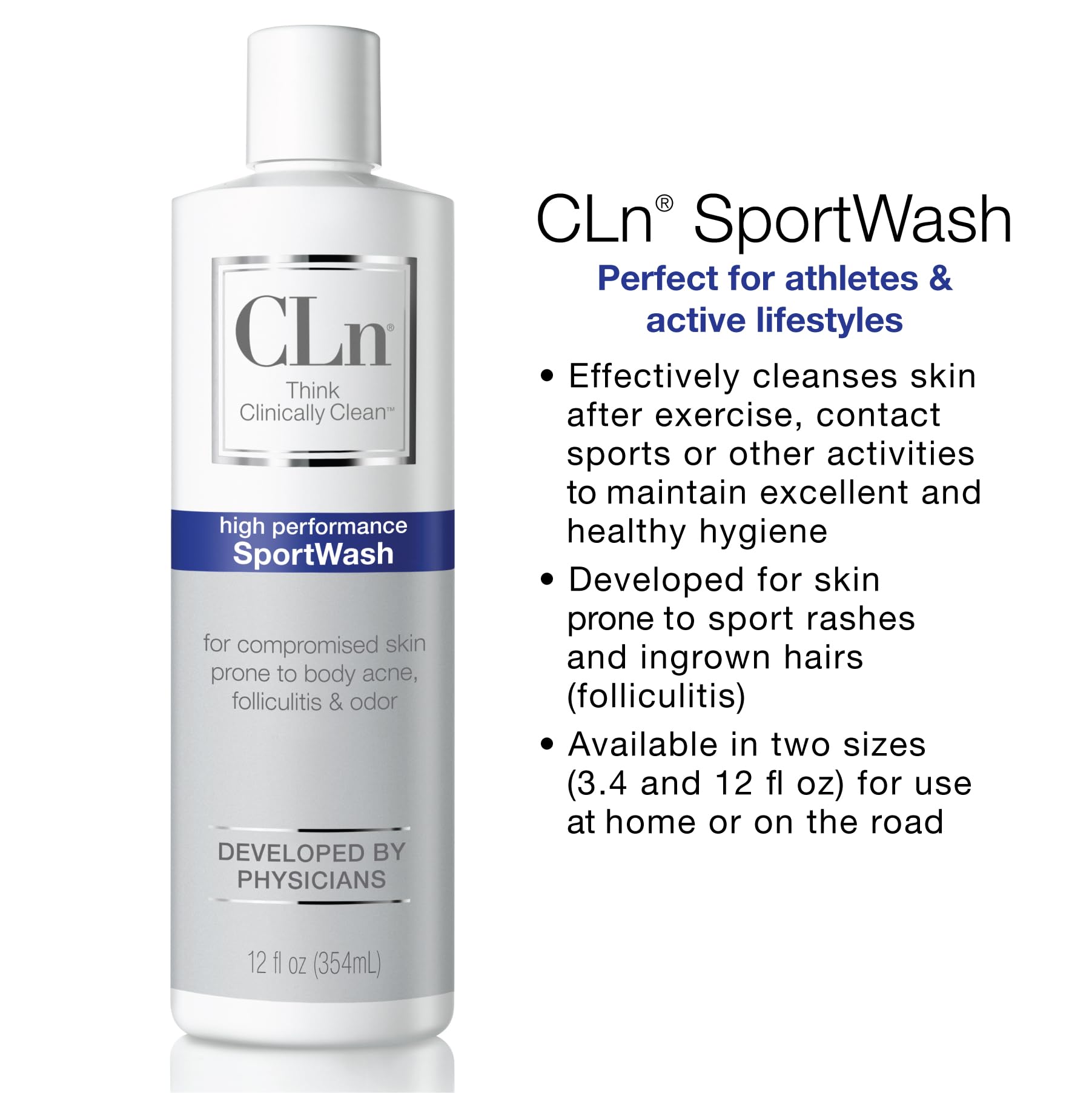 CLn SportWash, sin fragancia, cuidado suave para piel sensible