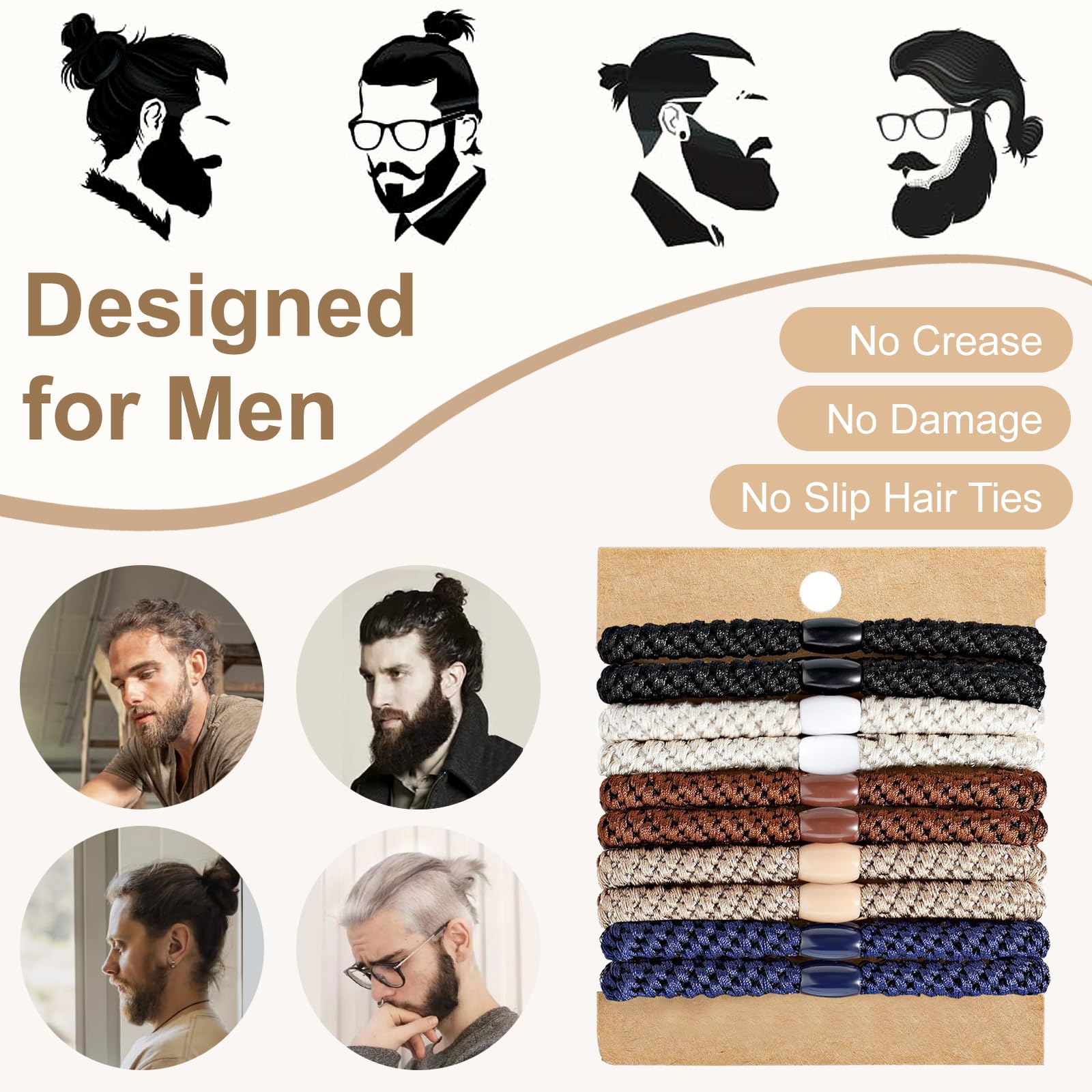 Las ligas Clofiak para cabello de hombres, uso diario, compatibles con cabello grueso y largo.