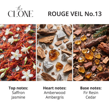 Clone Rouge Veil 13, notas top visibles, ideal para uso diario y elegante