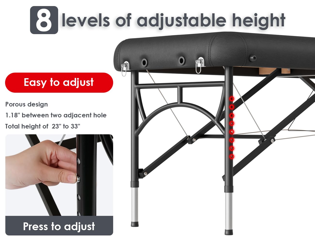 Altura ajustable 23–33 pulgadas de CLORIS para diversas necesidades